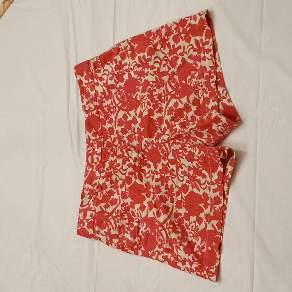 Loft Linen Blend Orange Floral Shorts 8